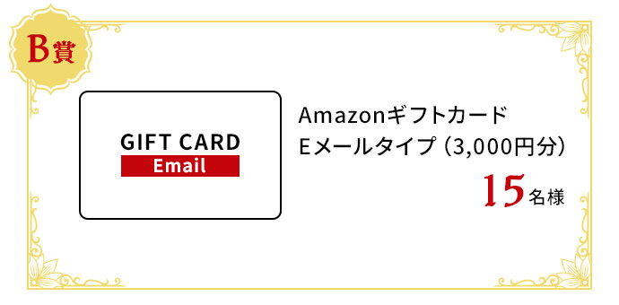 Amazonギフトカード Eメールタイプ（3,000円分）　15名様