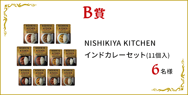 B賞：NISHIKIYA KITCHEN インドカレーセット(11個入)